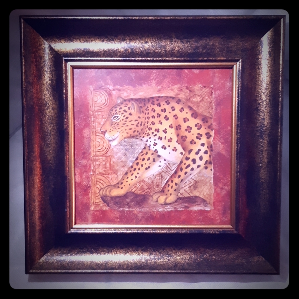 Leopard frame signed by "Jena Cook"(?)